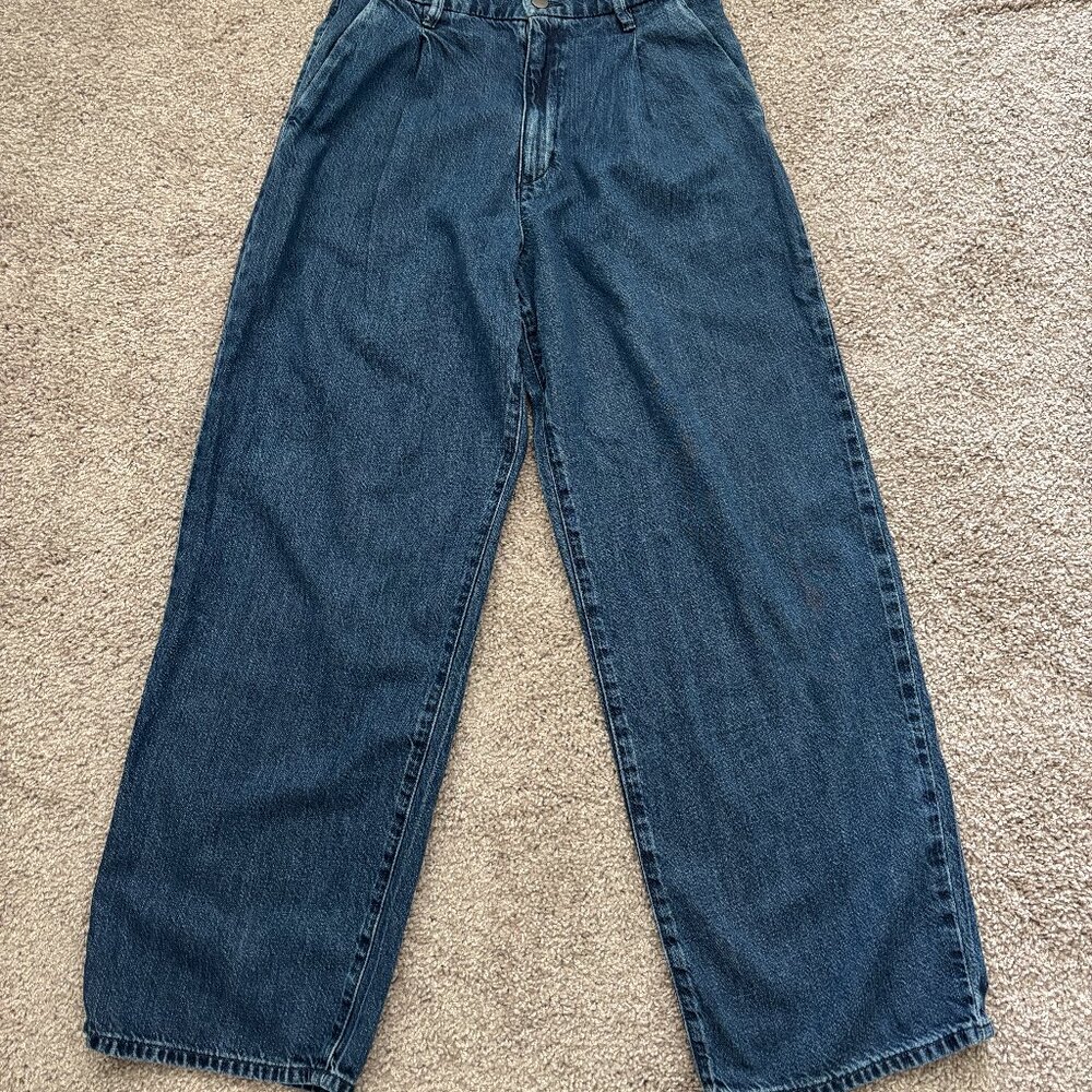 Uniqlo DRAPEY PLEATED DENIM Size M - Picture 2 of 6